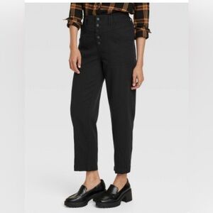 Knox Rose Women's Mid-Rise Tapered Fit Pants- Black- Large